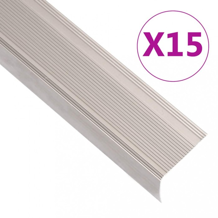 Profile trepte &icirc;n formă de L, 15 buc. șampanie 100 cm aluminiu