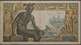 Bancnota 1000 Franci Franta 1942, P.86, 28 Mai 1945, cu defecte (ruptura, gauri, pete). Vezi foto!