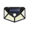 Lampa cu incarcare solara pentru exterior, 100 LED cu distanta de inductie, montaj pe perete, fara cabluri, cu 4 fete