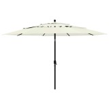 VidaXL Umbrelă de soare 3 niveluri, st&acirc;lp de aluminiu, nisipiu, 3,5 m