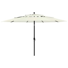 vidaXL Umbrelă grădină cu 3 niveluri, st&acirc;lp aluminiu, nisipiu, 3,5 m