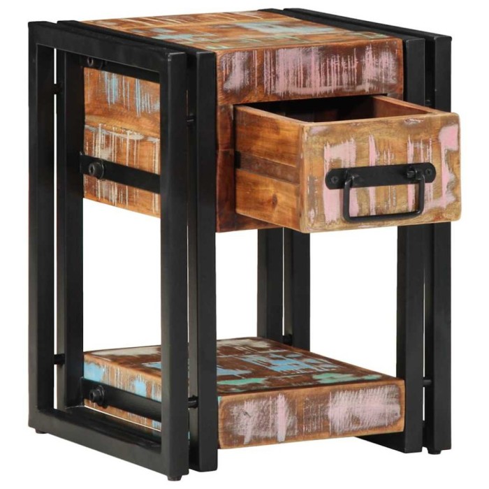 vidaXL Dulap de noapte Multicolour 30 x 30 x 40 cm Lemn masiv reciclat 4016708
