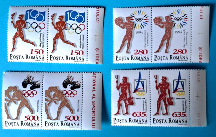TIMBRE ROM&Acirc;NIA LP1346/1994 Anul Sportului si Idealului Olimpic -Pereche - MNH