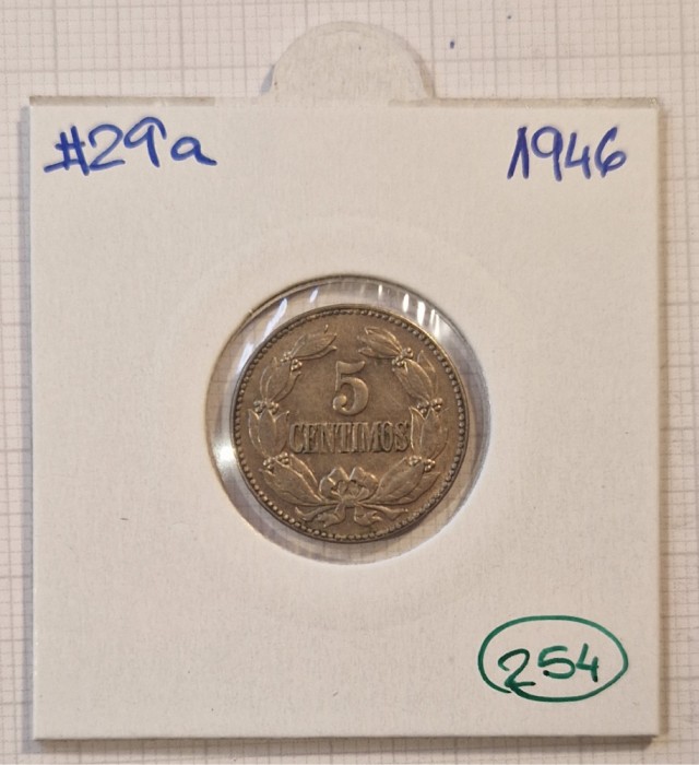 254 Venezuela, 5 Centimos 1946, y#29a