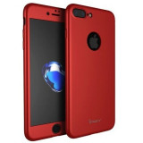Husa Full Cover 360&deg; (fata + spate + geam sticla) IPAKY- iPhone 7 Plus, rosu