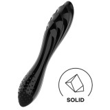 Dildo Dublu Dazzling Crystal 1, Sticla Borosilicata, Negru, 17.8 cm, Satisfyer