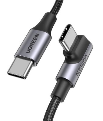 CABLU alimentare si date Ugreen, &amp;quot;US334&amp;quot;, Fast Charging Data Cable pt. smartphone, USB Type-C la USB Type-C 100W/5A Angled 90&amp;Acirc;&amp;deg;, braided, 2m, negru &amp;quot;7 foto