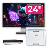 Cumpara ieftin Pachet Calculator Second Hand HP ProDesk 600 G5 Mini, Intel Core i5-8500T 2.10 - 3.50GHz, 8GB DDR4, 256GB SSD + Monitor 24&amp;quot; &amp; Imprimanta Brother