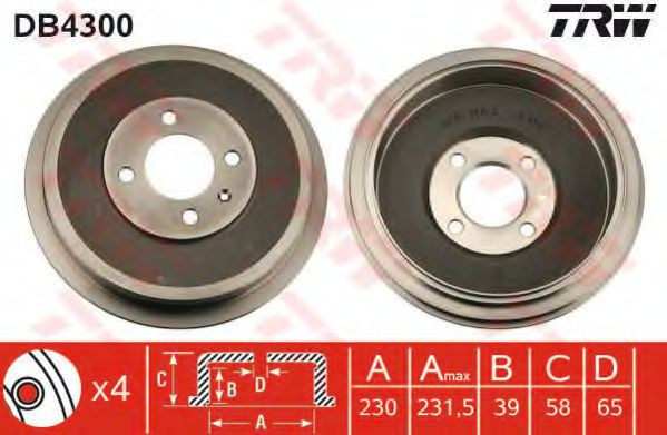 Tambur frana VW CADDY II Combi (9K9B) (1995 - 2004) TRW DB4300