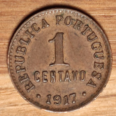 Portugalia - moneda de colectie bronz - 1 centavo 1917 impecabil ! rarut !