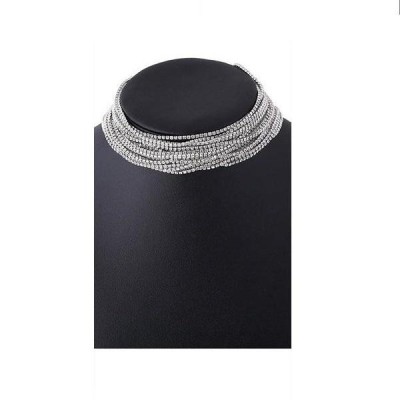 Colier elegant luxury Efb Argintiu cu strasuri foto
