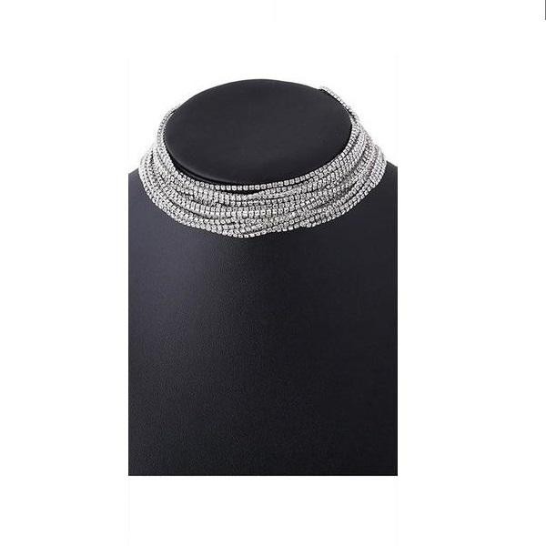 Colier elegant luxury Efb Argintiu cu strasuri