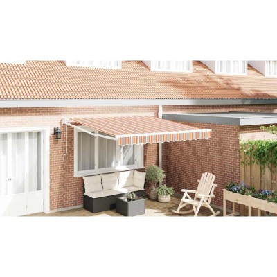 Marchiză retractabilă automată cu dungi multicolore 350x250 cm foto