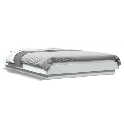 Gossi cadru de pat cu lumini led, alb, 140x200 cm, lemn prelucrat foto
