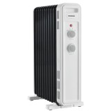 Calorifer electric cu ulei Heinner HOH-M11WH-BK, 11 elementi, 2500 W, 3 setari de temperatura, Termostat ajustabil, Protectie supraincalzire, Alb/Negr