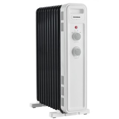 Calorifer electric cu ulei Heinner HOH-M11WH-BK, 11 elementi, 2500 W, 3 setari de temperatura, Termostat ajustabil, Protectie supraincalzire, Alb/Negr