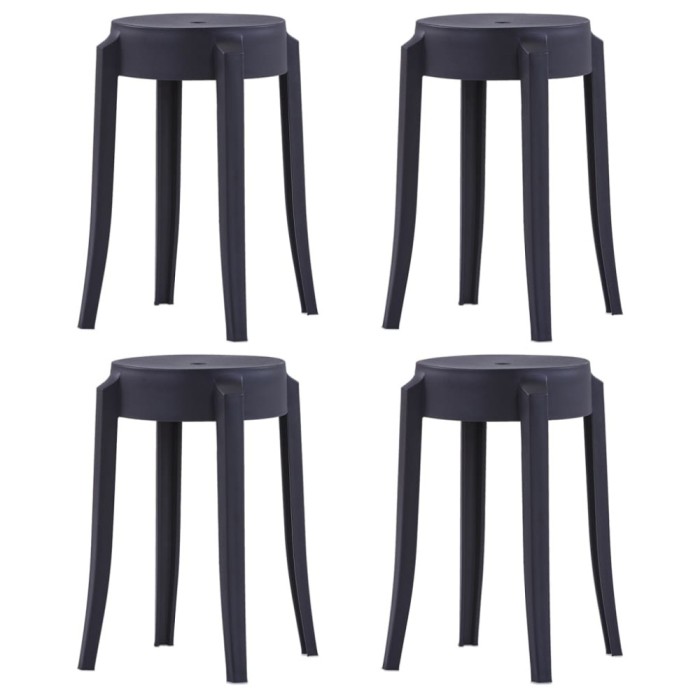 vidaXL Scaune stivuibile, 4 buc., negru, plastic