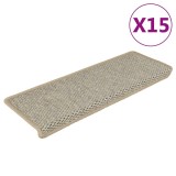 Cumpara ieftin Covorase scari autoadezive, 15 buc. verde deschis 65x21x4 cm, sisal