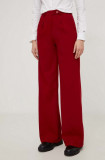 Cumpara ieftin Answear Lab pantaloni femei, culoarea rosu, evazati, high waist