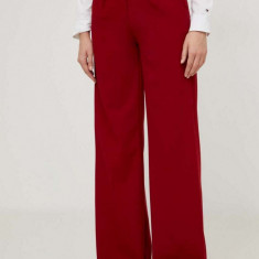 Answear Lab pantaloni femei, culoarea rosu, evazati, high waist