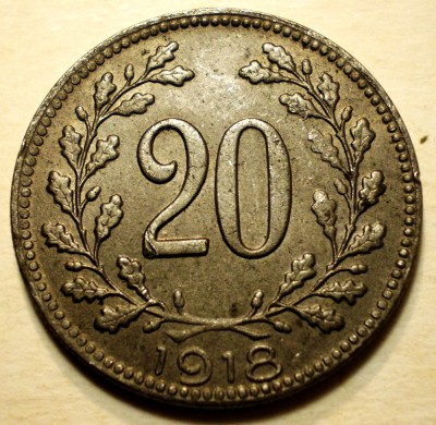 7.032 AUSTRIA WWI 20 HELLER 1918 XF foto