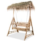 Balansoar cu 2 locuri, cu frunze de palmier, 202 cm, bambus GartenMobel Dekor, vidaXL