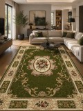 Covor Lotos 542-330, Verde, Crem, Inaltime Fir 8 mm, Marime 100 x 200 cm, Antialergic, Polipropilena, Living, Dormitor, Sufragerie, Birou