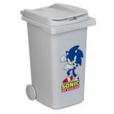 Cos de Depozitare Mini Plastic Gri cu Design Sonic și Roți, CMCLASS