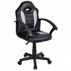 Scaun Gaming de Birou Rocket din Piele Eco, Reglabil, Culoare Negru/Gri foto