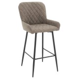 Cumpara ieftin Scaun de bar Delicacy picioare metalice negre - material textil culoare gri - maro antic