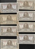 Rar! Set Bolivia 8 x 1 boliviano 1928 (52) semnaturi diferite F-VF, America Centrala si de Sud
