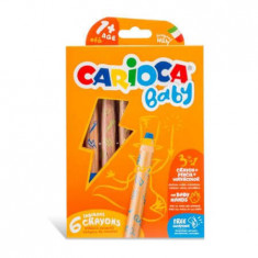 Set 6 creioane colorate 3 in 1 Baby, +1 an, Carioca