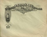 A4596N Fabrica de șampanie Arad Succesorii Coloman Andr&eacute;nyi K&aacute;lm&aacute;n ut&oacute;dai pezsgőgy&aacute;rosok, Furnizori Curții Regale, plic cu antet