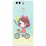 Husa silicon pentru Huawei P9 Plus, Girl And Bike