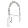 Baterie bucatarie cu dus extractibil Grohe Get, cartus ceramic, monocomanda, 1/2”, dus profesional, 2 functii spray, pivotant, crom LED2930