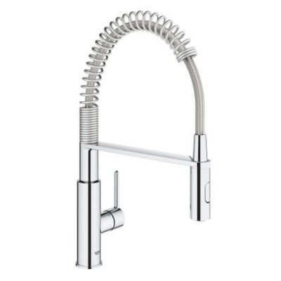 Baterie bucatarie cu dus extractibil Grohe Get, cartus ceramic, monocomanda, 1/2&amp;rdquo;, dus profesional, 2 functii spray, pivotant, crom LED2930 foto