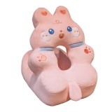 Perna din Spuma, pentru Birou, Calatorii, Model Iepure, Lavabila, Umplutura de Bumbac, Spatiu Cap in Forma de 8, 30x35x30 cm, Roz