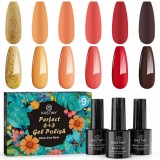 Set de Manichiura cu Gel, 6 x Gel Color, Base Coat, Top Coat Mat si Lucios, Nuante Naturale, Non-Toxice, Multicolor