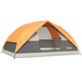 Cort camping, 2-3 persoane, impermeabil, cu geanta, gri si portocaliu, 205x275x135 cm, ART