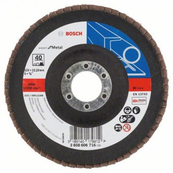 Bosch Disc de slefuire evantai X551, Expert for Metal D=125mm G=40, cu degajare - 3165140179812 foto