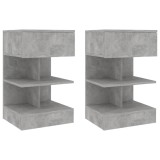 Gossi noptiere, 2 buc., gri beton, 40x35x65 cm