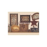 Bordură de tapet decorativ Dundee Deco cu adeziv DDAZBD9172, maro țară, semne vișinii, bordură de perete retro