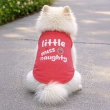 Tricou Fucsia cu Imprimeu \"Little Miss Naughty\" pentru Caini