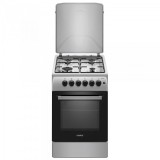Aragaz Samus SM561XPBS, 4 Arzatoare gaz, Cuptor gaz, Aprindere electrica plita, Timer, Sigurante plita si cuptor, Inox/ Argintiu