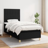 Cumpara ieftin Pat box spring cu saltea, negru, 90x200 cm, textil