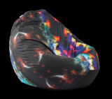 Fotoliu puf tip sac nirvana gigant lagoon nebula imprimat pretabil si la exterior umplut cu perle polistiren, PufRelax