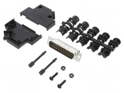 Conector D-Sub 25-Pini Tată Drept cu Terminal Șurub pe Cablu foto