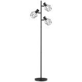 HOMCOM Lampă de Podea cu 3 Lumini Reglabile și &Icirc;ntrerupător cu Buton, Lampă Modernă din Metal, 41x28x169 cm, Negru | Aosom Romania