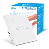 Cumpara ieftin Intrerupator smart touch WiFi iUni 3 Canale Sticla Securizata Control Vocal Smart Life Tuya