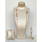 Cumpara ieftin Set Bijuterii Perle Cultură Roz Argint 925 Placat Aur Roz: Colier, Brățară, Cercei - Fantasy Made in Italy